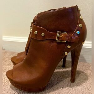 Michael Kors Ailee Studded Peep-Toe Bootie 8.5